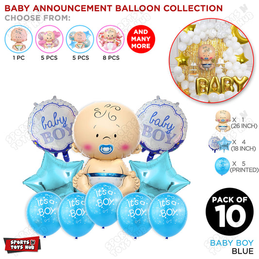Baby Boy Foil Balloon - Pack Of 10