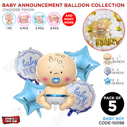 Baby Boy Foil Balloon - Pack Of 5