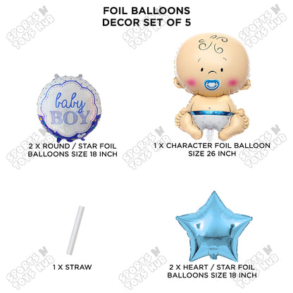 Baby Boy Foil Balloon - Pack Of 5