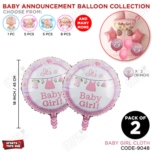 Baby Announcement Baby Girl Cloth Round Foil Balloon