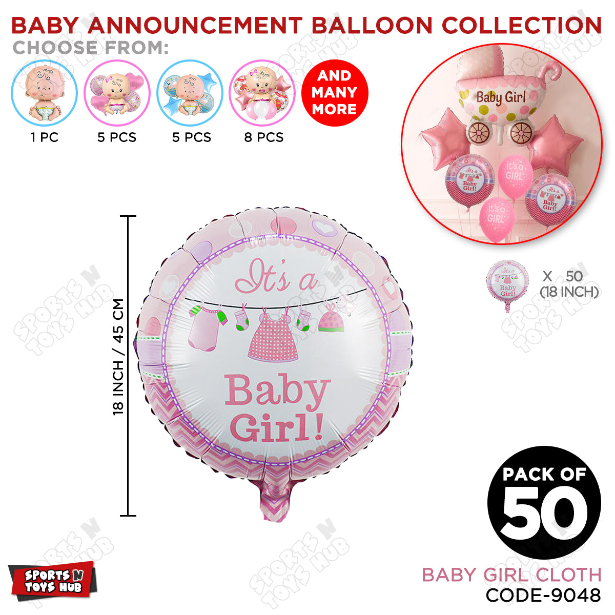 Baby Announcement Baby Girl Cloth Round Foil Balloon