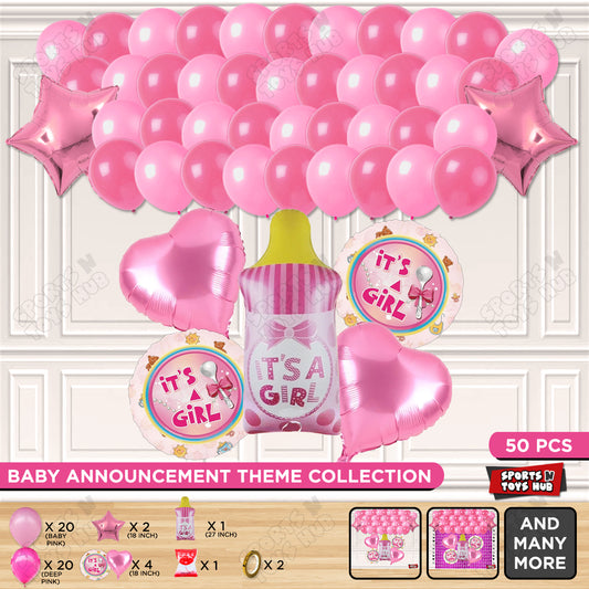 Baby Girl Feeder Foil Balloon Set With Balloon Garland Theme
