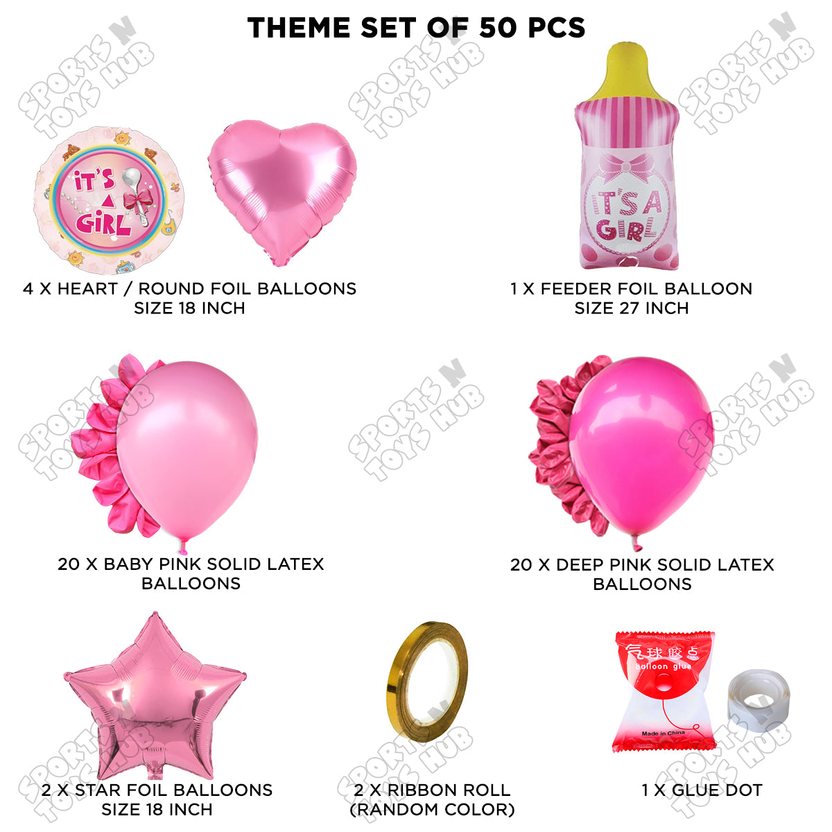 Baby Girl Feeder Foil Balloon Set With Balloon Garland Theme