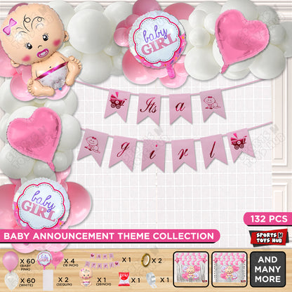 Its A Girl Card Banner Arch Theme - Pack Of 132