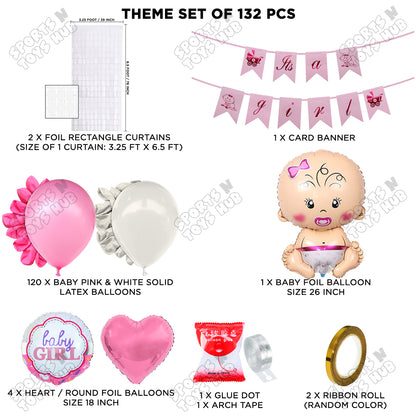 Its A Girl Card Banner Arch Theme - Pack Of 132