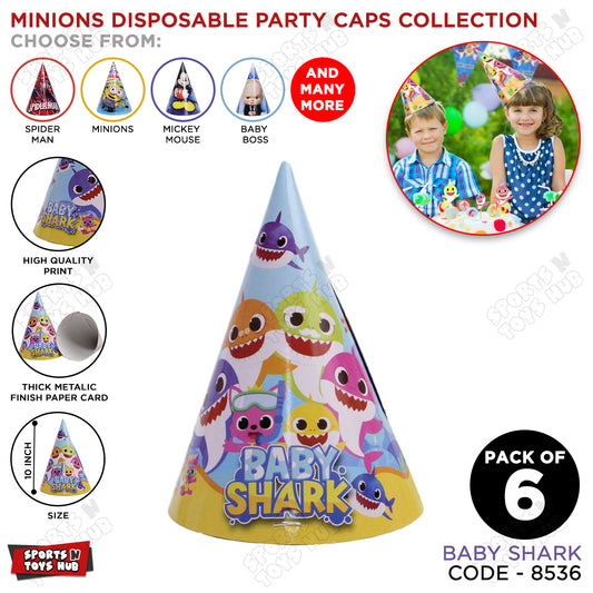 Baby Sh@rk Cartoons Characters Caps - 6 Pcs