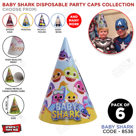 Baby Sh@rk Cartoons Characters Caps - 6 Pcs