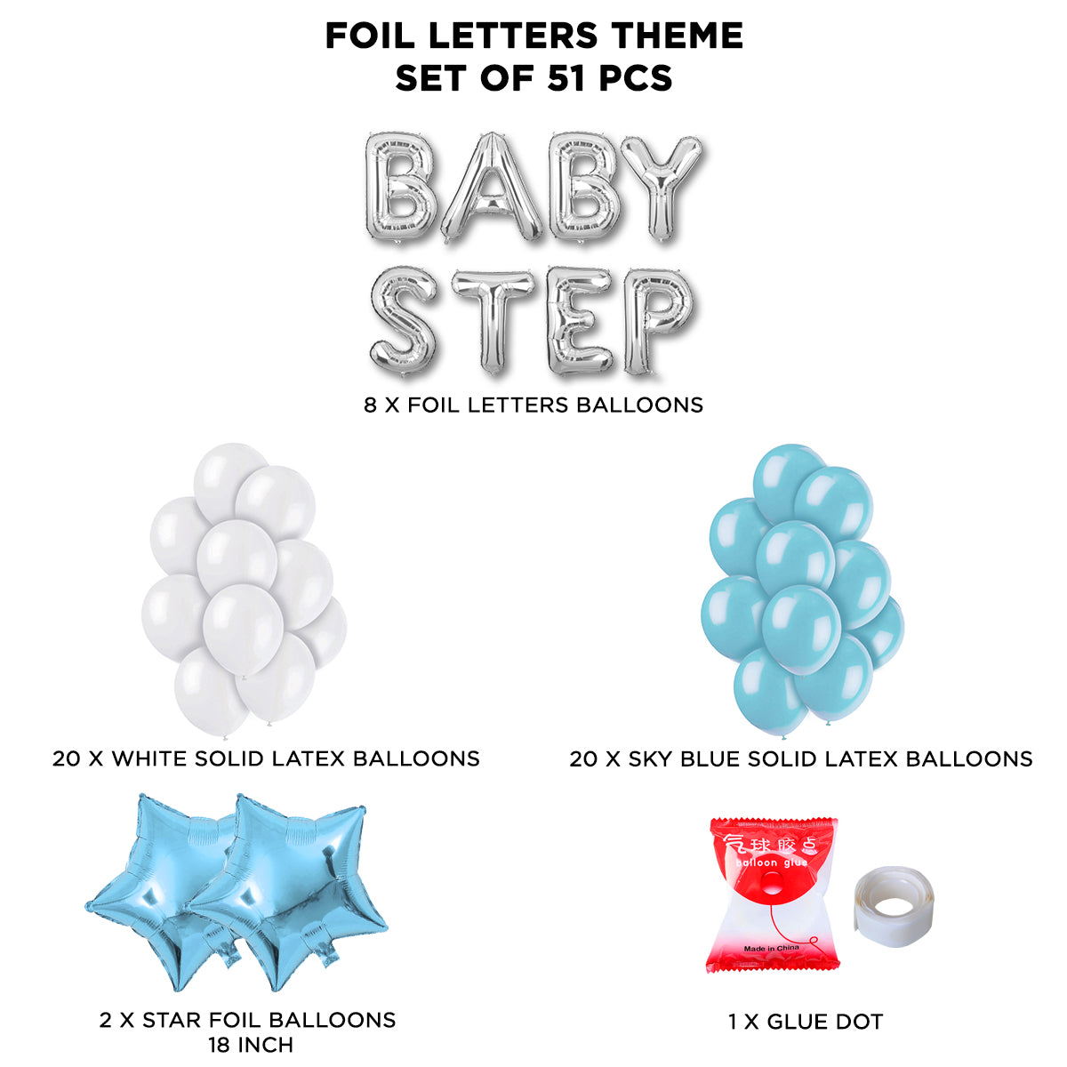 Baby Step Foil Letter Theme Without Curtain