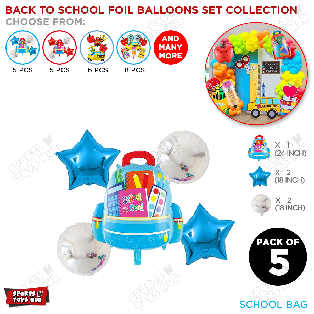 Back To School Foil Balloons Set Collection