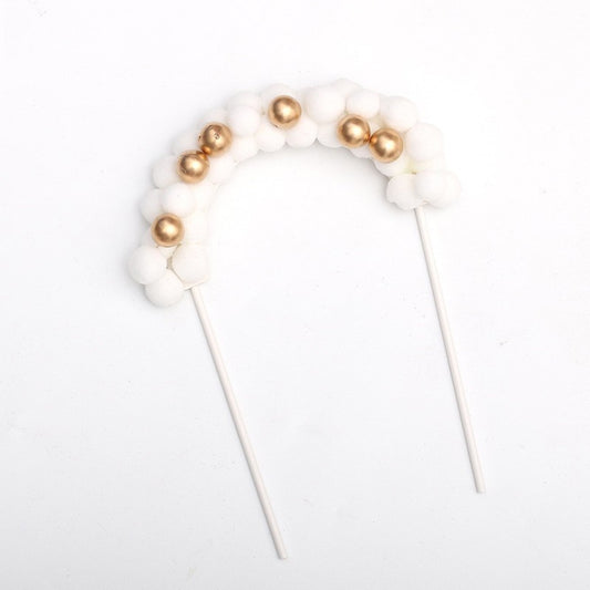 Round Pom Pom Cake Topper With Gold Ball