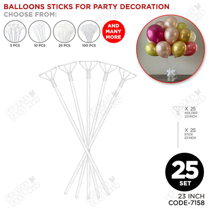 PVC Plastic Balloon Stick with Holders - Long, Thick sticks for Balloon Bouquet, Bobo Balloons or Handheld Purposes