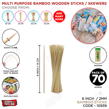 6 Inch Wooden Bamboo Sticks