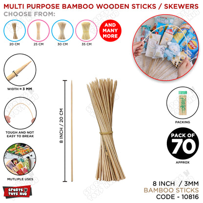 8 Inch Wooden Bamboo Sticks