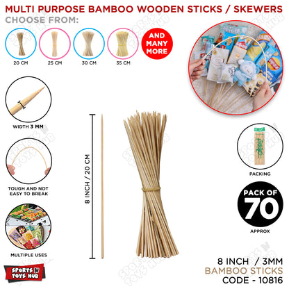 8 Inch Wooden Bamboo Sticks
