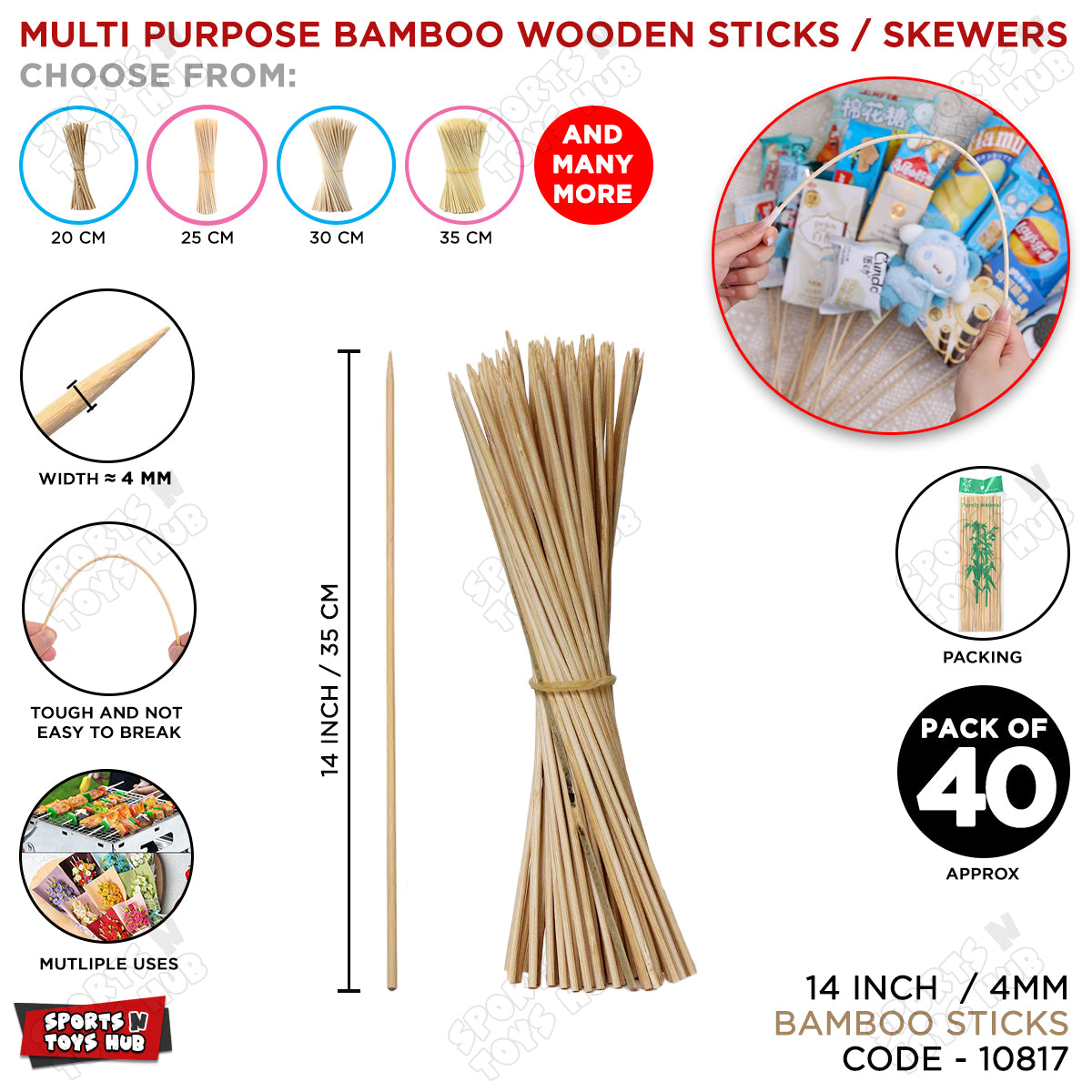 14 Inch Wooden Bamboo Sticks