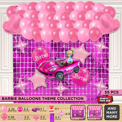 B-a-r-b-i-e Foil Balloon Theme With Rectangle Curtain