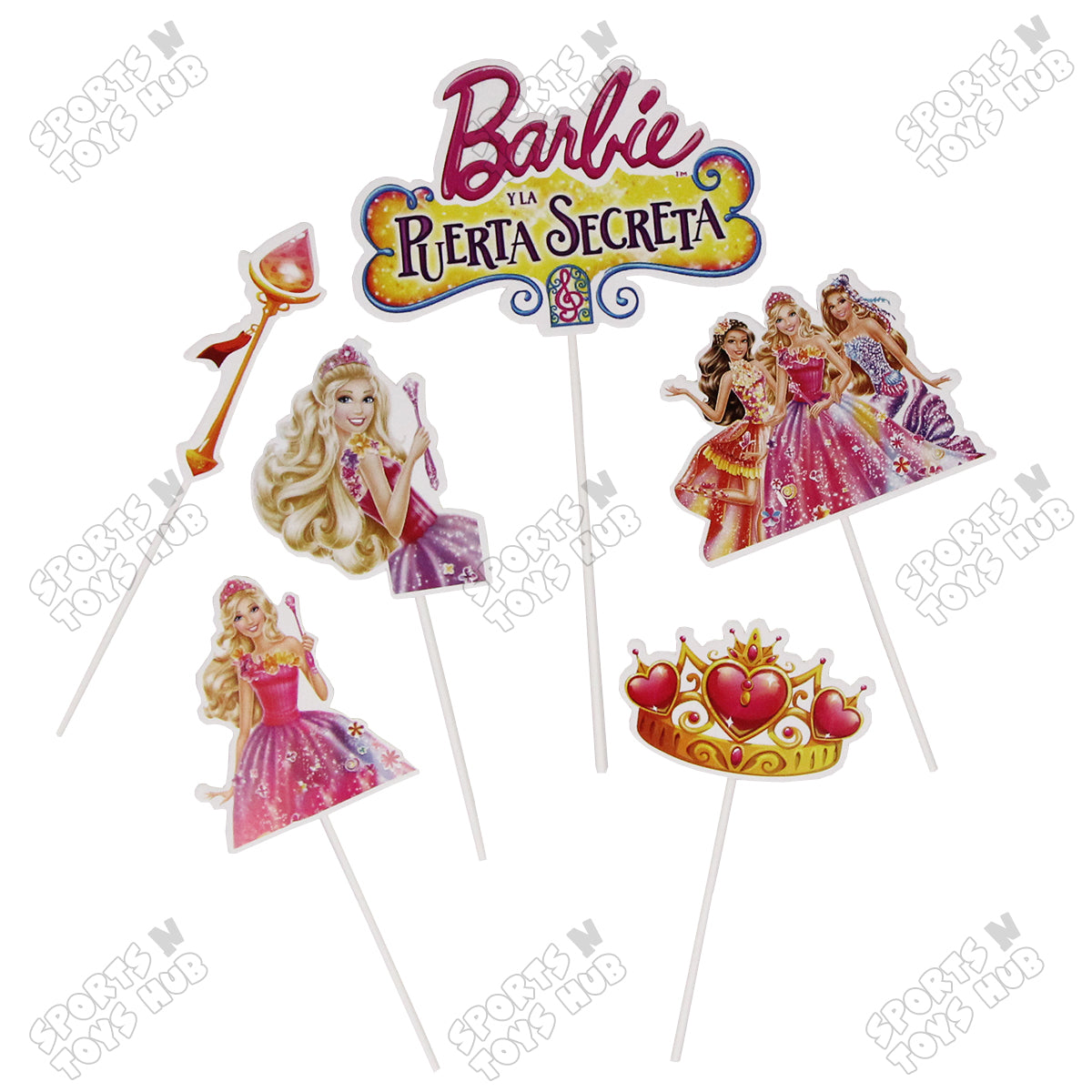Cartoon Characters HBD Barbie Doll Cake Topper - 6 Pcs