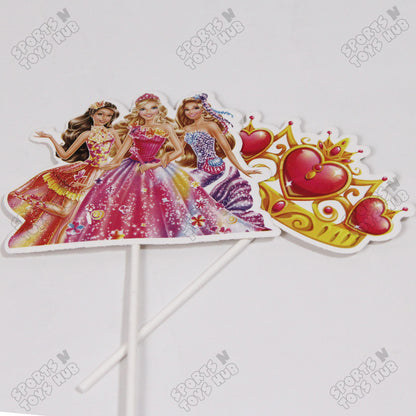 Cartoon Characters HBD Barbie Doll Cake Topper - 6 Pcs