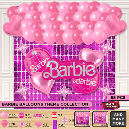 B-a-r-b-i-e Foil Balloon Theme With Rectangle Curtain