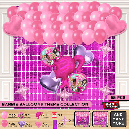 B-a-r-b-i-e Foil Balloon Theme With Rectangle Curtain
