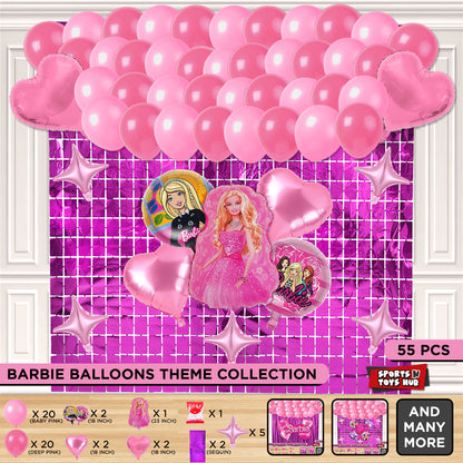 B-a-r-b-i-e Foil Balloon Theme With Rectangle Curtain