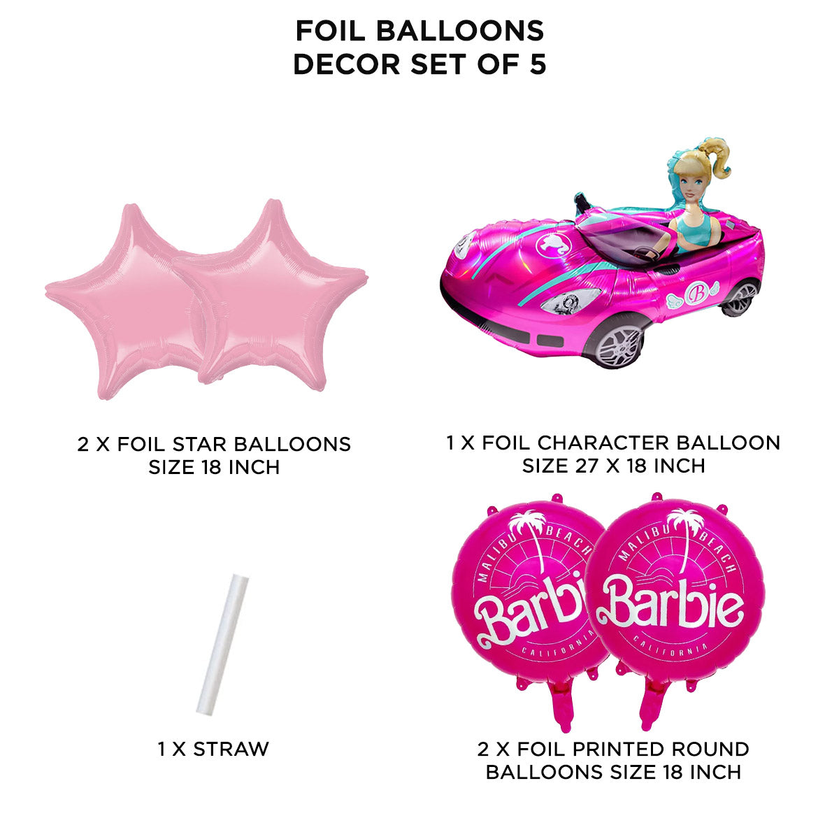 B-a-r-b-i-e Foil Balloon Set Collection