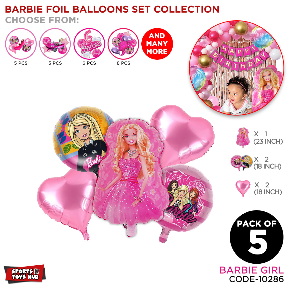 B-a-r-b-i-e Foil Balloon Set Collection