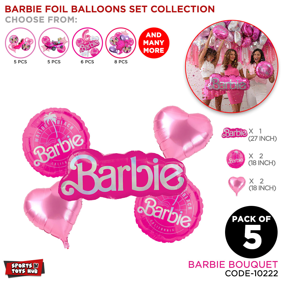 B-a-r-b-i-e Foil Balloon Set Collection