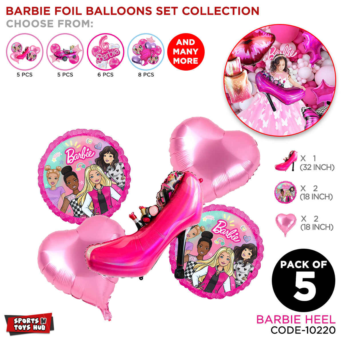 B-a-r-b-i-e Foil Balloon Set Collection
