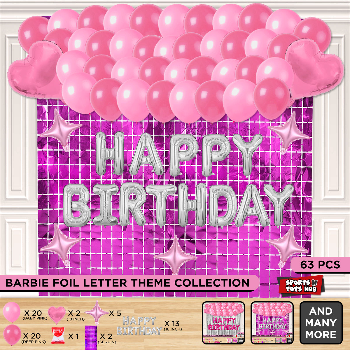 Bar_bie HBD Foil Letter Theme With Rectangle Curtain