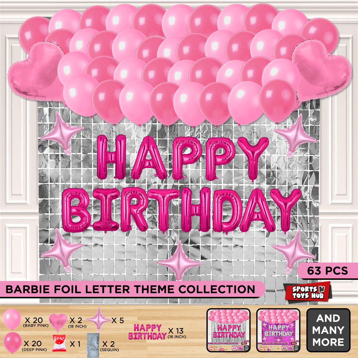 Bar_bie HBD Foil Letter Theme With Rectangle Curtain