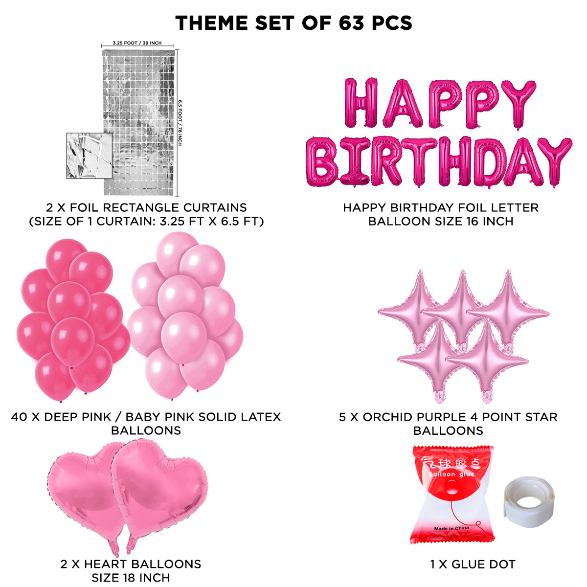 Bar_bie HBD Foil Letter Theme With Rectangle Curtain