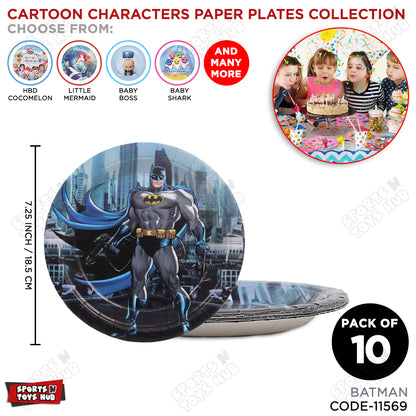 Printed Cartoon Character Bat-Man Disposable Plates - Pack Of 10