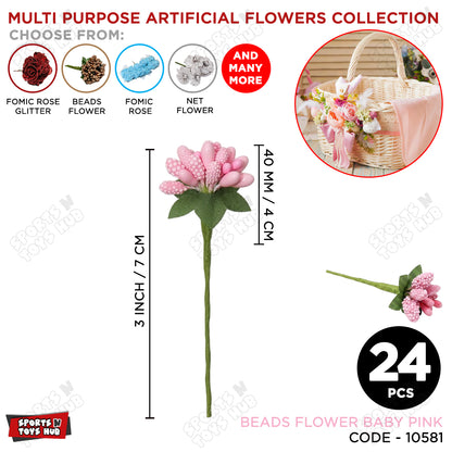 40 MM Multi Purpose Artificial Bead Flowers - Pack Of 24