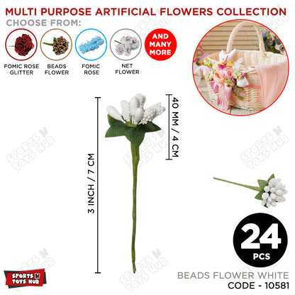 40 MM Multi Purpose Artificial Bead Flowers - Pack Of 24