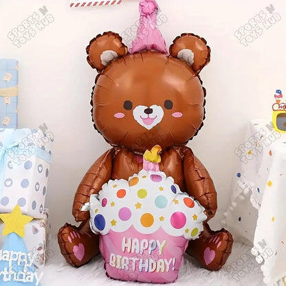 Teddy Bear Cup Cake Foil Balloon