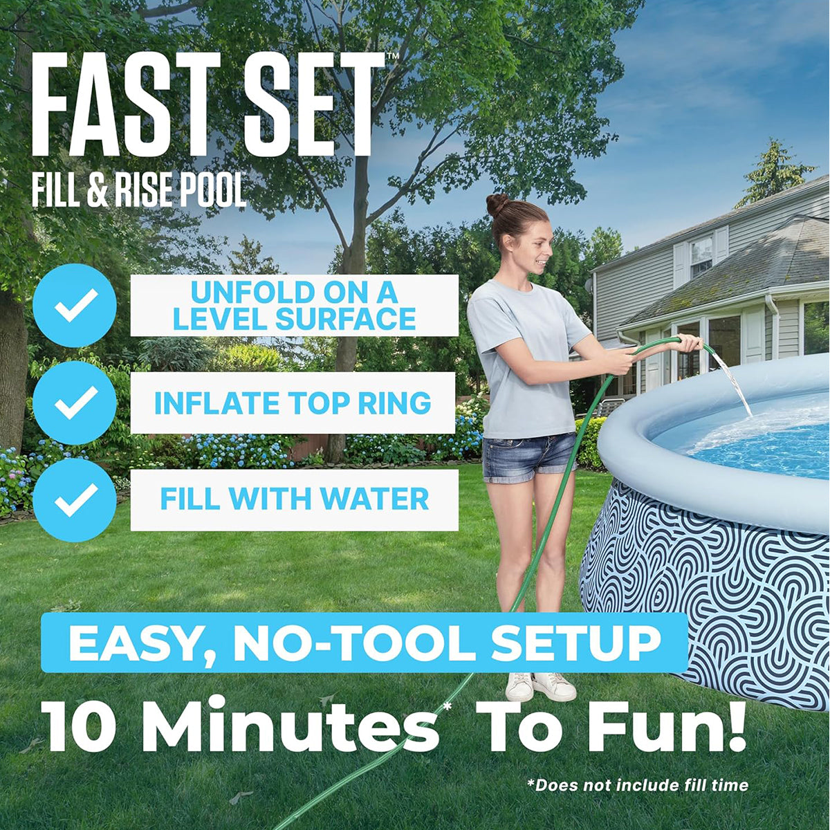 Bestway Fast Set Above Ground Swimming Pool with Filter Pump - 57372 – 15ft x 42in
