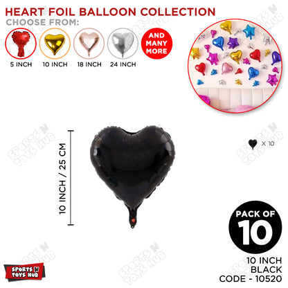 10 Inch - Black Heart Foil Balloon