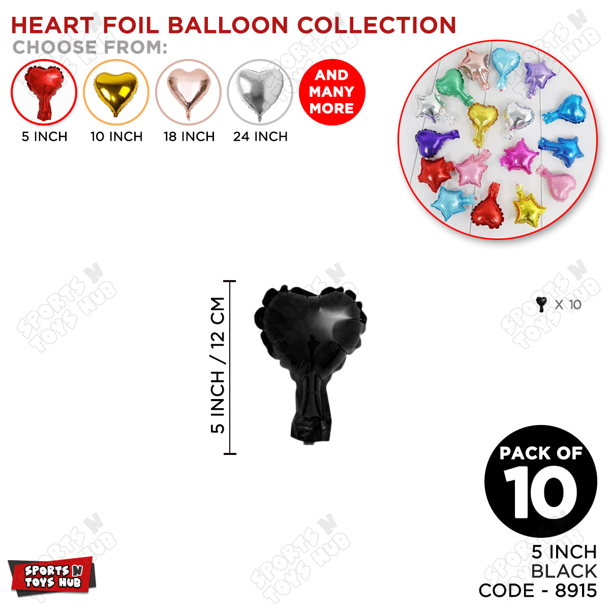 5 Inch - Black Heart Foil Balloon