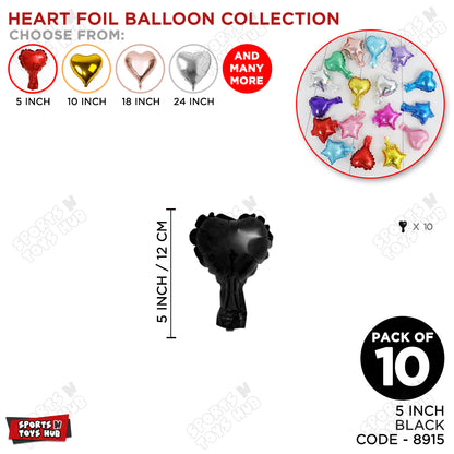 5 Inch - Black Heart Foil Balloon
