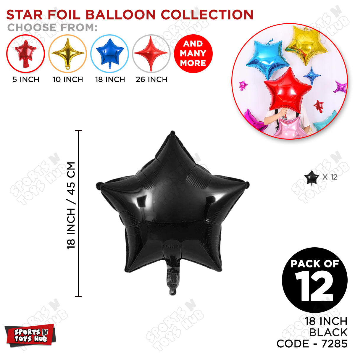18 Inch - Black Star Foil Balloon
