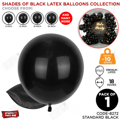 Black Latex Solid Balloon Available In 9, 12, 18 & 36 Inch Sizes