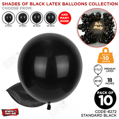 Black Latex Solid Balloon Available In 9, 12, 18 & 36 Inch Sizes