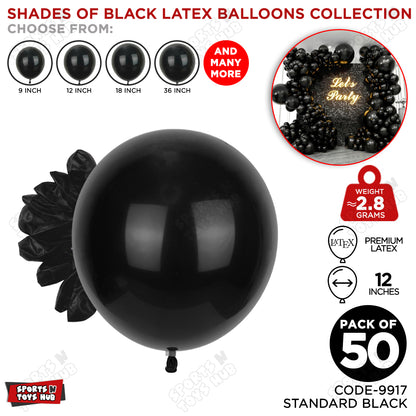 Black Latex Solid Balloon Available In 9, 12, 18 & 36 Inch Sizes
