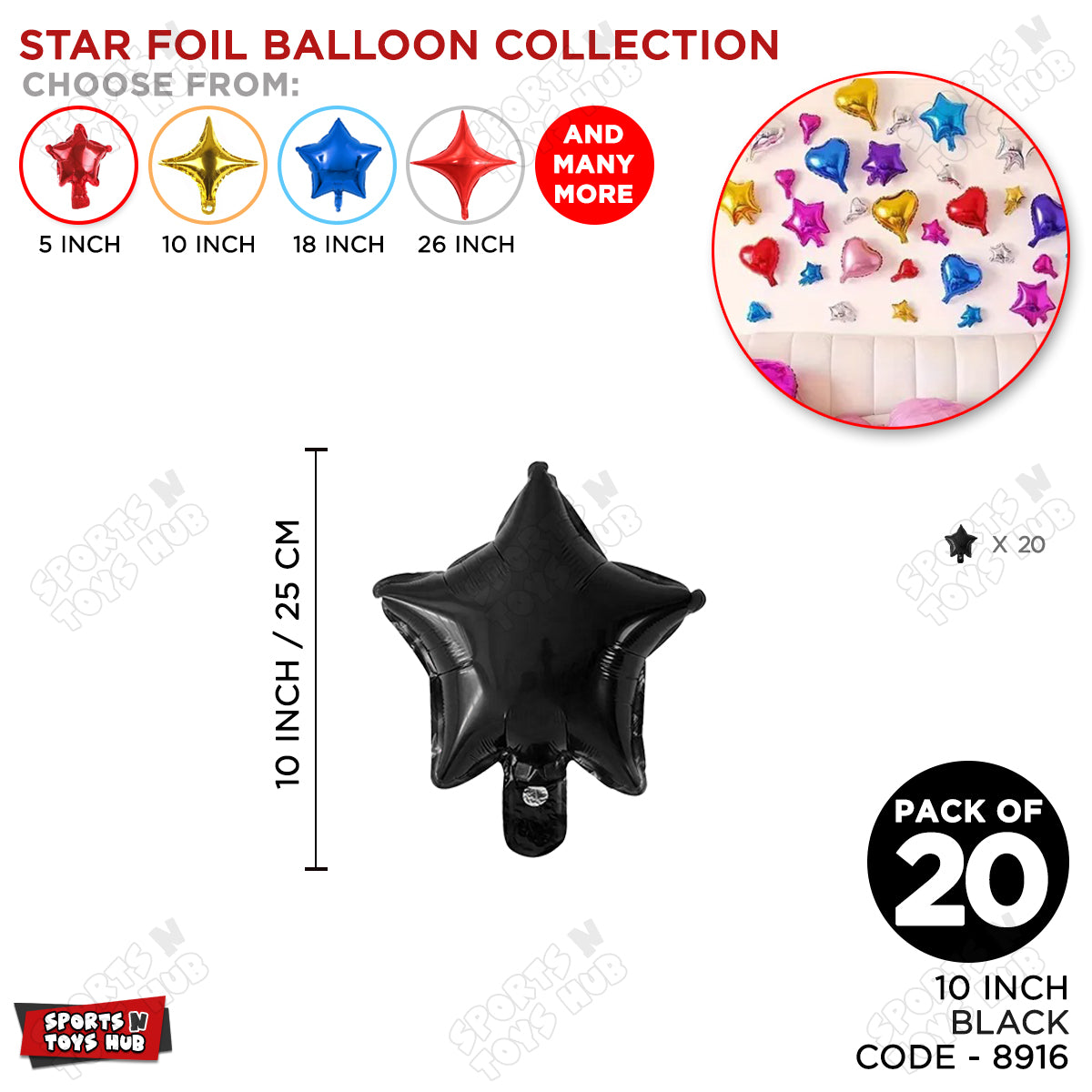 10 Inch - Black Star Foil Balloon