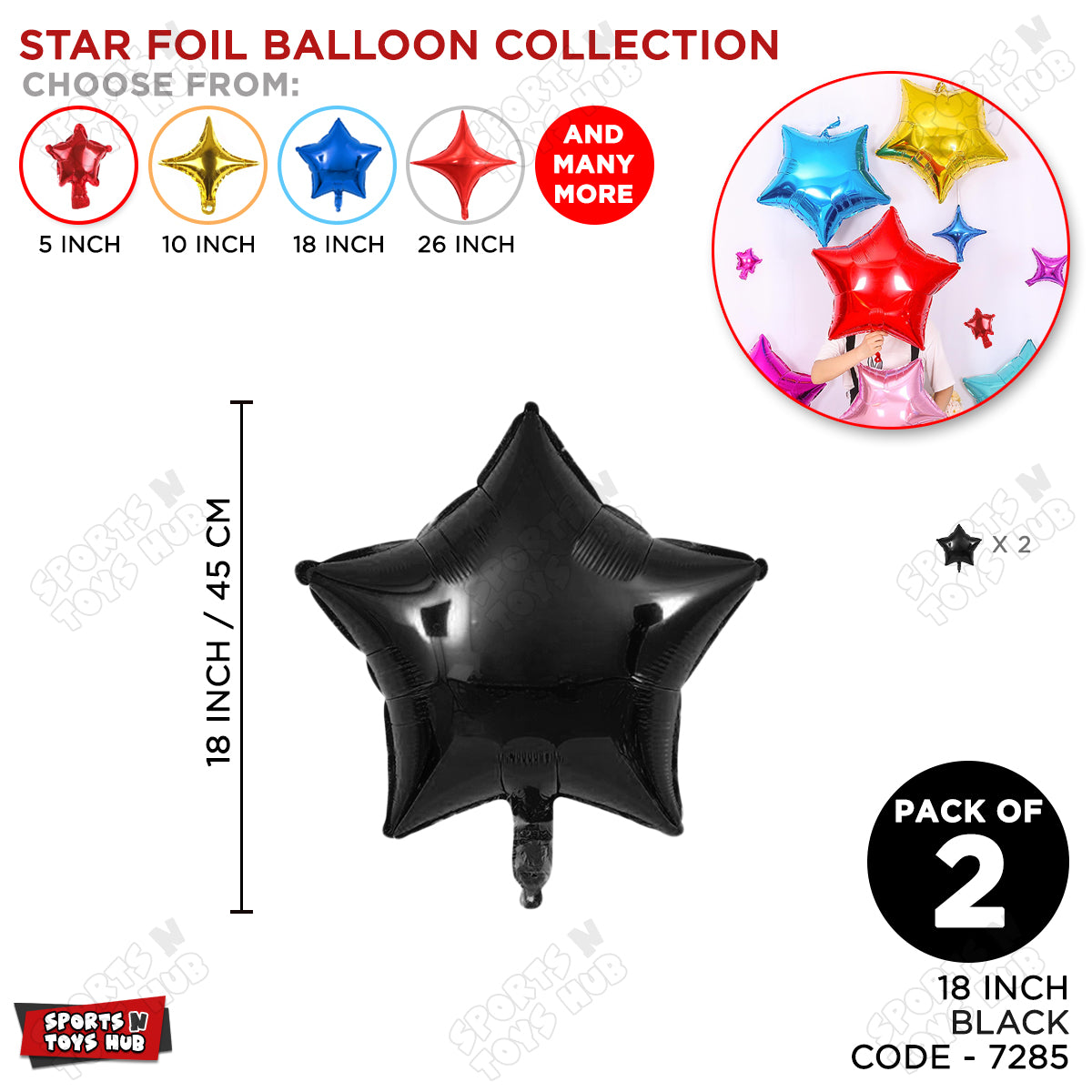 18 Inch - Black Star Foil Balloon