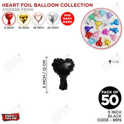 5 Inch - Black Heart Foil Balloon