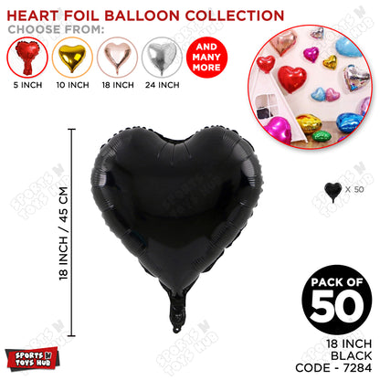 18 Inch - Black Heart Foil Balloon