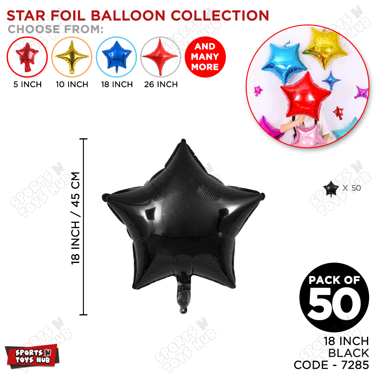 18 Inch - Black Star Foil Balloon