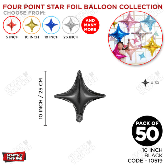 10 Inch - Black Four Point Star Balloon